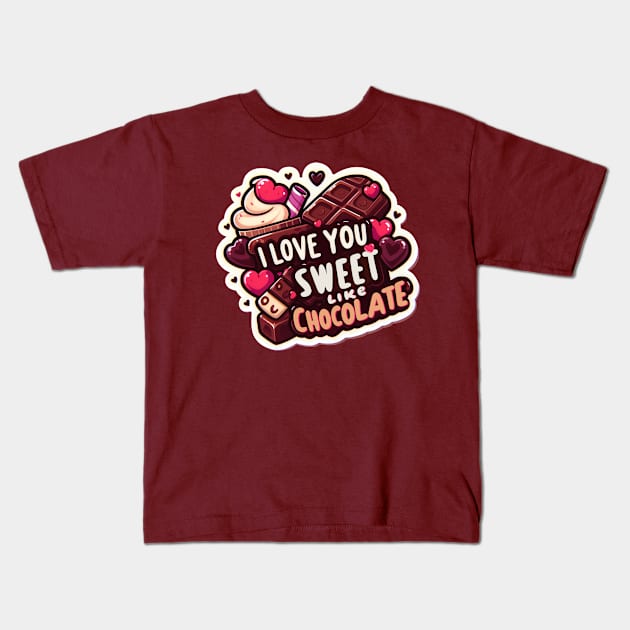 Happy Valentine's Day With Sweet Chocolate - T-shirt for Couples Kids T-Shirt by Nine Tailed Cat